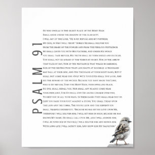 Poster Modern Psalm 91 Escritura de Bíblias Arte de Pássa