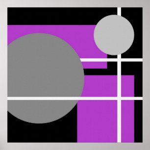 Póster Modern Purple Gray Black White - MS0001 Canvas