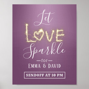 Poster Modern Purple Sparkler Enviar Sinal de Casamento