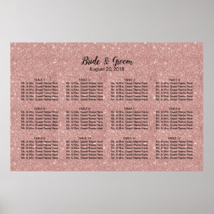 Poster Modern Rose Gold Glitter Wedding Seating Chart