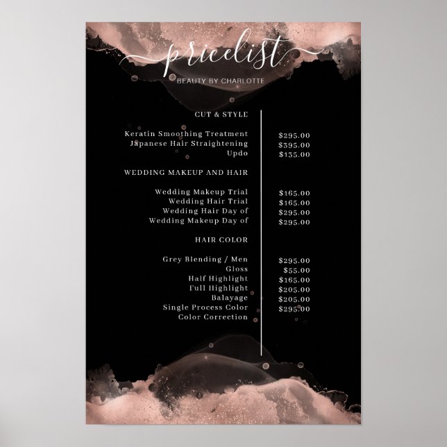Poster Modern Roségold Black Watercolor (Frente)