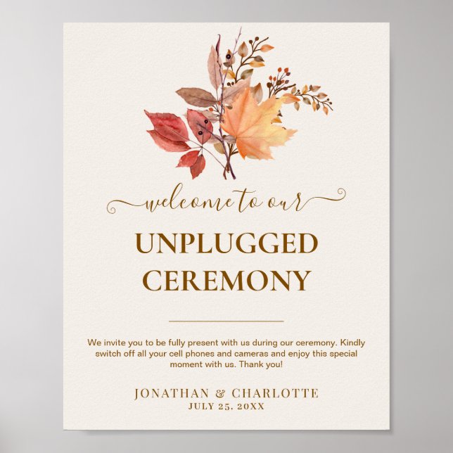 Poster Modern Rustic Fall Boho Flower Wedding  (Frente)