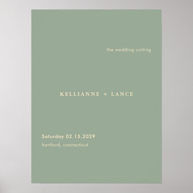 Poster Modern Sage Green Simple Wedding Welcome Sign (Frente)