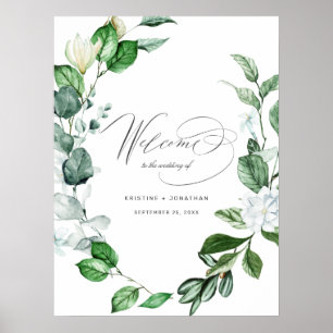 Poster Modern Sage Greenery Wreath Casamento Floral Boas-