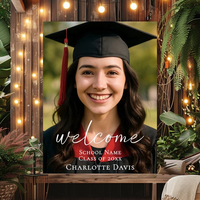 Poster Modern script photo Graduation Party welcome (Criador carregado)