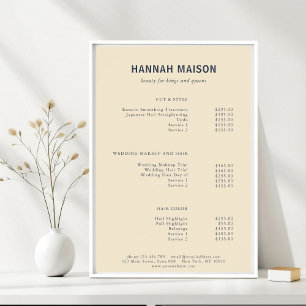 Poster Modern Simpel, Professional, Salon, Price List Pos