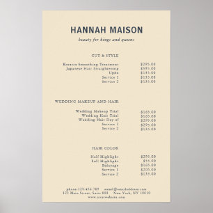 Poster Modern Simpel, Professional, Salon, Price List Pos