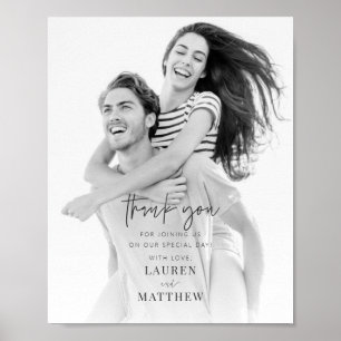 Poster Modern Simple Minimalist Chic Wedding Thank You