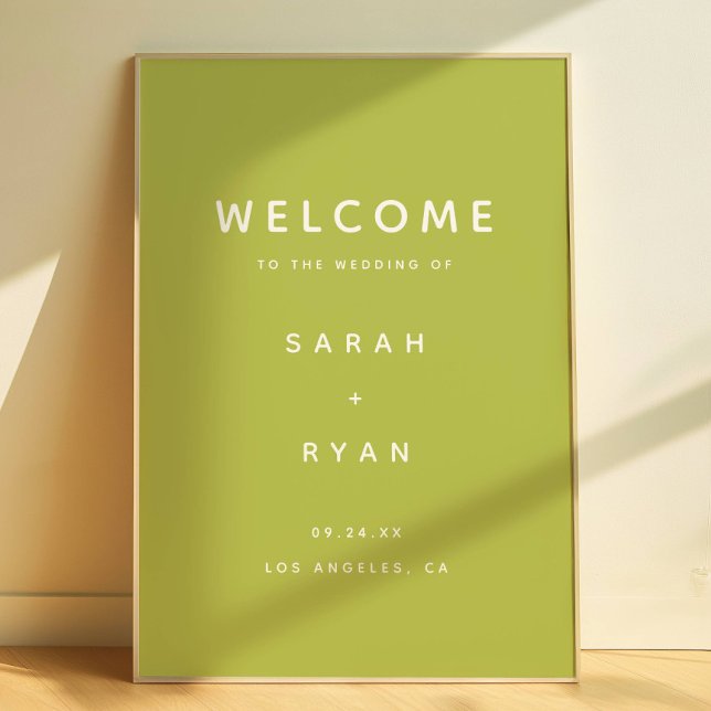 Poster Modern Simplistic Lime Green Wedding Welcome (Criador carregado)