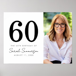 Poster Modern Sixty Black White Photo 60th Birthday