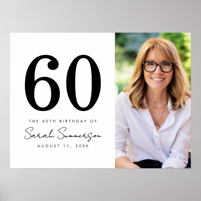Poster Modern Sixty Black White Photo 60th Birthday (Frente)