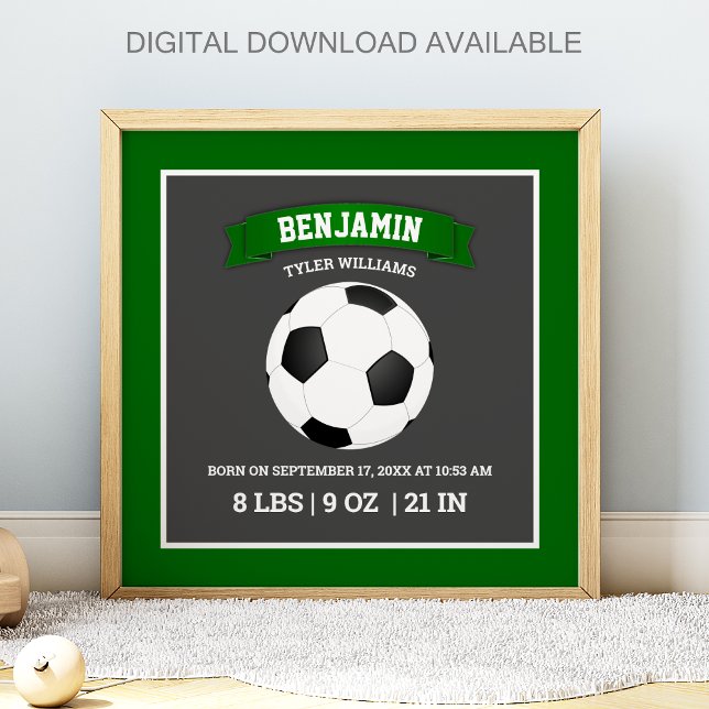 Poster Modern Soccer Ball Baby Birth Stats (Criador carregado)