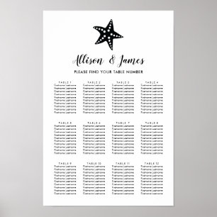 Poster Modern Starfish Wedding Seating Chart Sign