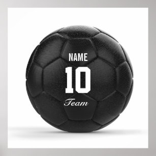 Póster Modern Team Soccer Ball Personalized Text