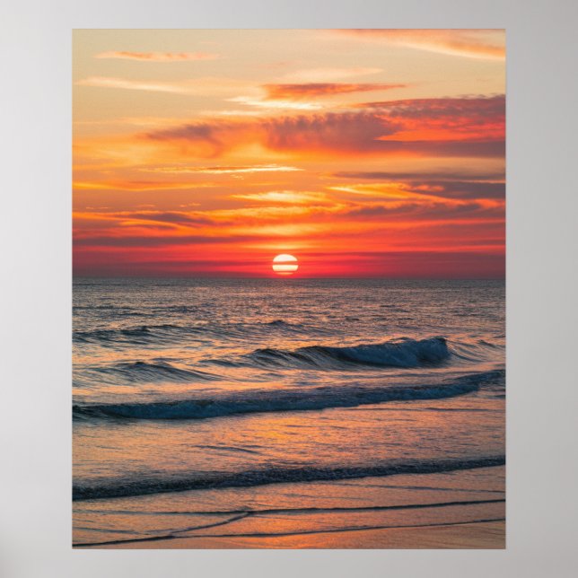 Poster Modern Trendy Summer Tropical Beach Sunset (Frente)