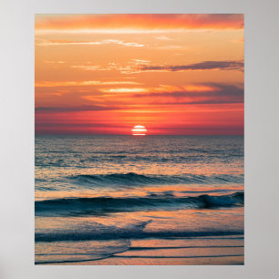 Poster Modern Trendy Summer Tropical Beach Sunset