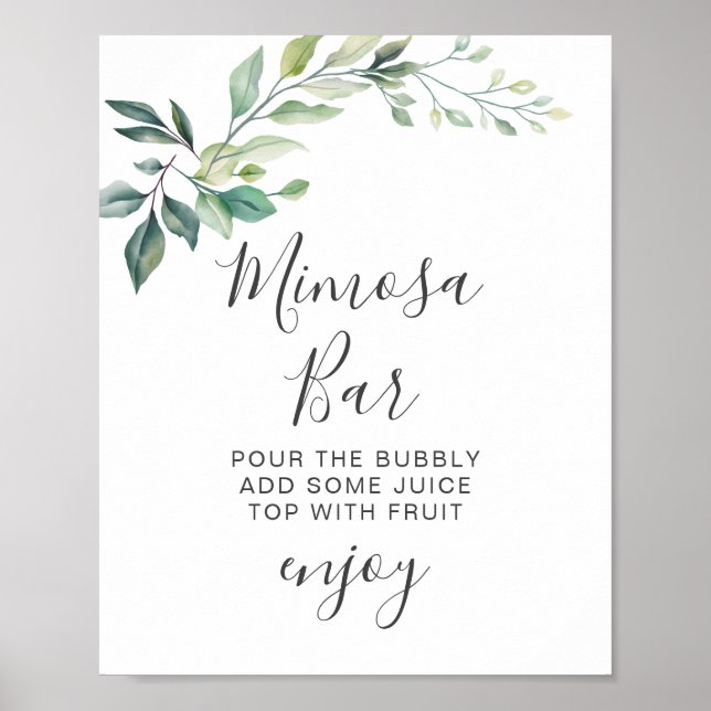 Poster Modern Watercolor Eucalyptus Leaves Greenery (Frente)