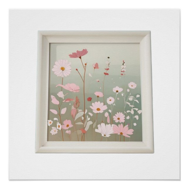Póster Modern Wildflower Illustration Japandi Home Decor (Frente)
