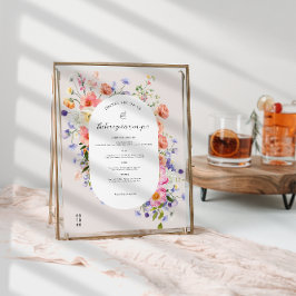 Poster Modern Wildflower | Menu do Bar de Casamento