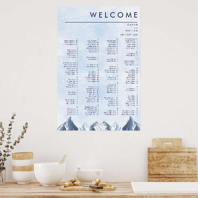 Poster Modern Winter Mountain Pattern Wedding (Cozinha)