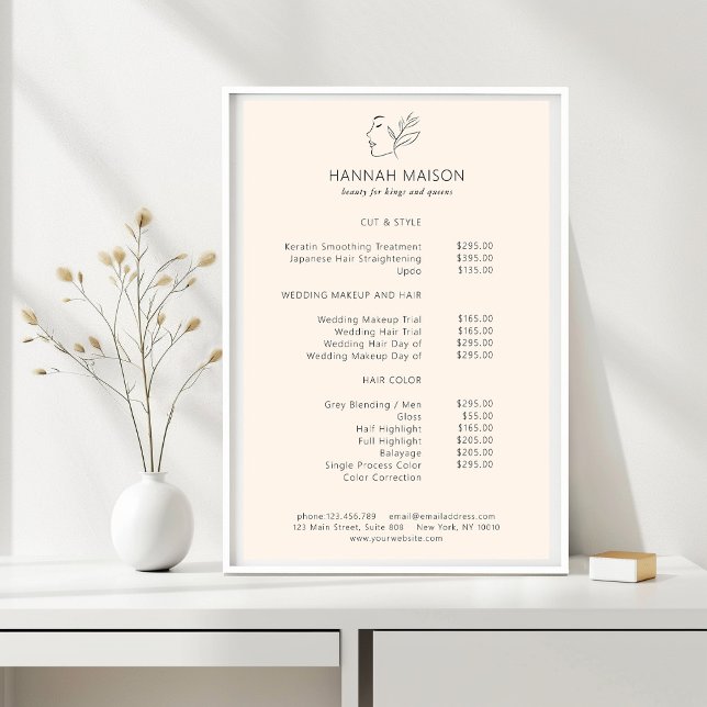 Poster Moderna, Arte em Linha, Mulher, Leafe, Salão, Pric (Criador carregado)