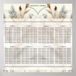 Poster Moderna Cadeira Botânica Boho com Verdura Fina