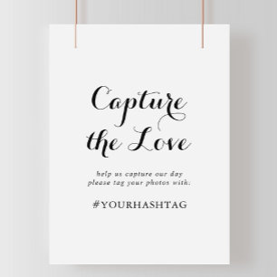 Poster Moderna caligrafia o símbolo da Hashtag Amor