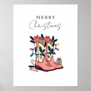 Poster Moderna Cowgirl Rosa Boot Western Natal