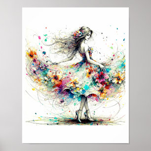 Poster moderna, impressão de bela menina