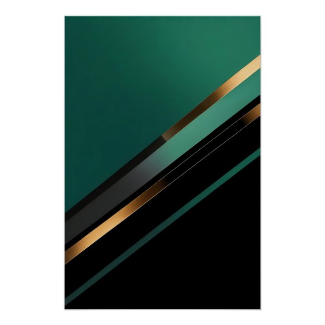 Póster Modernidade em Verde e Dourado (Frente)