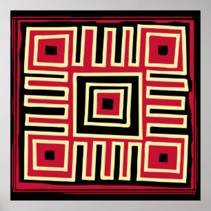 Poster modernista abstrato geométrico vermelho e preto