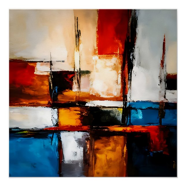Póster Moderno Abstrato: Arte Manual (Frente)