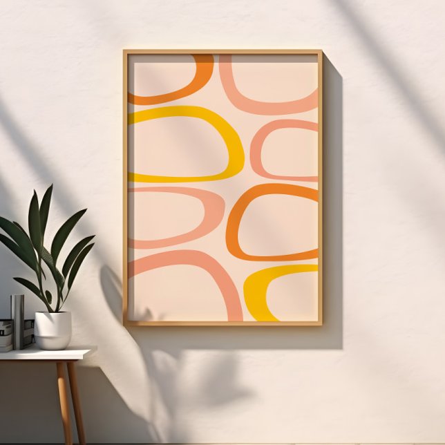 Poster Moderno Abstrato de Meados do Século em Pêssego, L (Criador carregado)