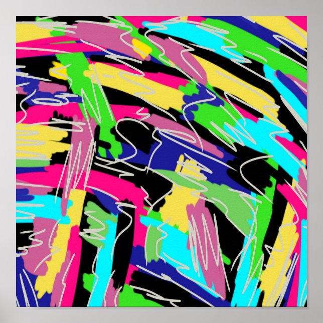 Poster Moderno Abstrato em Cores de Arco-Íris (Frente)