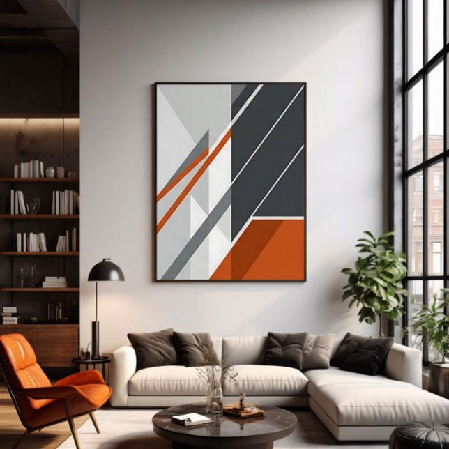 Poster Moderno Abstrato Ferrugem Laranja Cinza (Criador carregado)