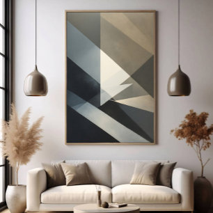 Poster Moderno Abstrato Neutro Cinza Bege