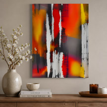 Moderno Abstrato Preto Vermelho e Amarelo Ousado s