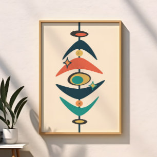 Poster Moderno Abstrato Retro de Meados do Século Idade A