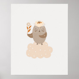 Poster Moderno berçário escandinavo fofo com pássaro em u