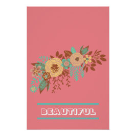 Póster Moderno Boho Floral Rosa
