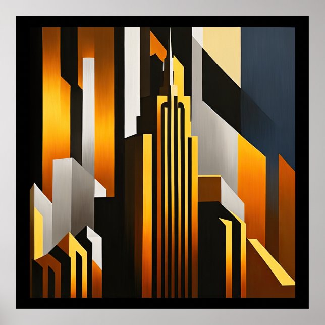 POSTER MODERNO CITÍSCAPE METROPOLIS DESIGN DE ARTE (Frente)