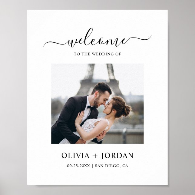Poster Moderno de Casamento Minimalista de Boas-Vindas (Frente)