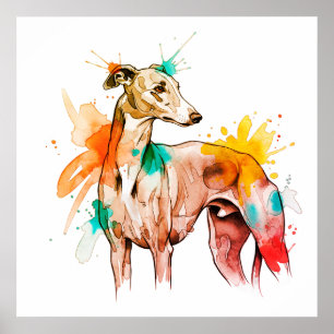 Poster moderno de Greyhound com Acentos de Aquarel