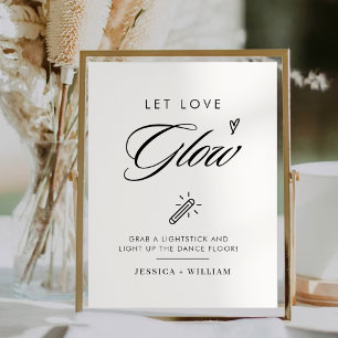Poster Moderno Deixe Amor Brilhar Sinal de Vidro