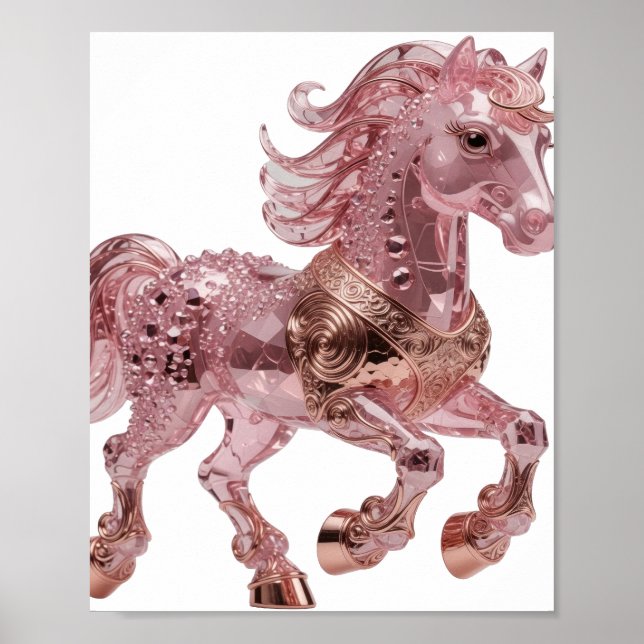 Poster Moderno Design Ousado de UNICÓRNIO ROSA Prata (Frente)