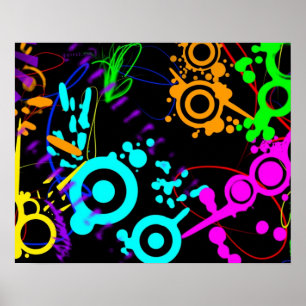 Poster moderno do splatter de néon abstrato
