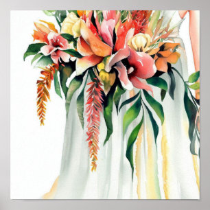 Poster Moderno e minimalista, Buquê de Bridal em Cascata