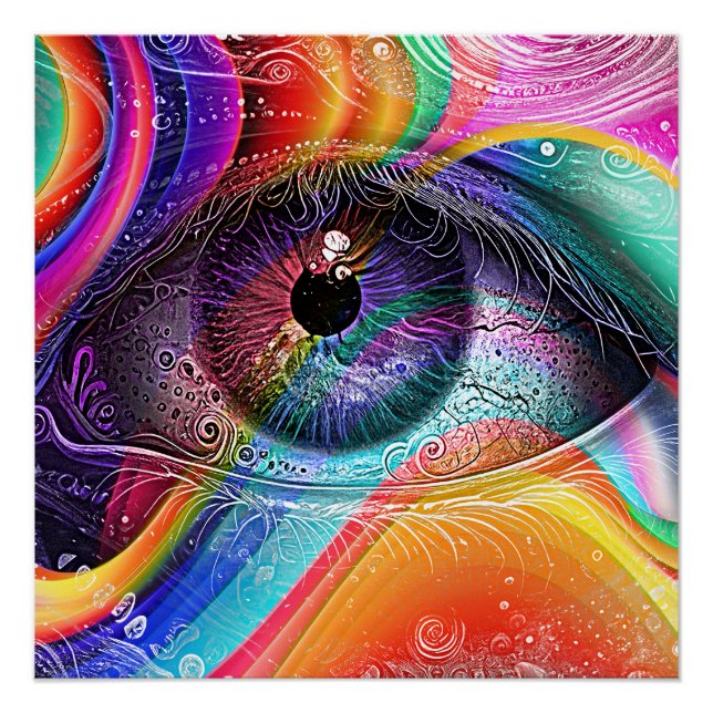 Póster Moderno Estilo Geométrico Abstrato Psicodélico do  (Frente)