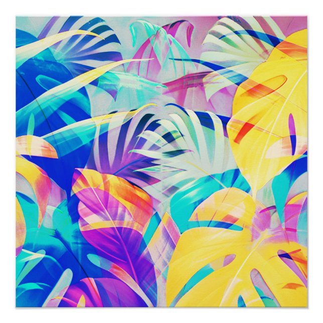 Póster Moderno Floral Abstrato Cor Pastel (Frente)