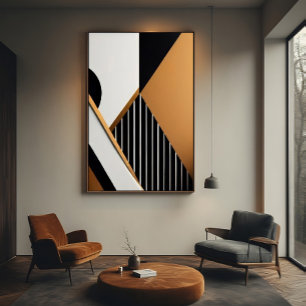Poster Moderno Geométrico Abstrato Preto e Bege